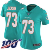 Nike Miami Dolphins #73 Austin Jackson Aqua Green Team Color Women's Stitched NFL 100th Season Vapor Untouchable Limited Jersey