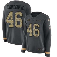 Nike Miami Dolphins #46 Noah Igbinoghene Anthracite Salute to Service Women's Stitched NFL Limited Therma Long Sleeve Jersey