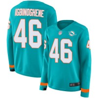 Nike Miami Dolphins #46 Noah Igbinoghene Aqua Green Team Color Women's Stitched NFL Limited Therma Long Sleeve Jersey