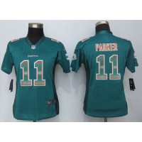 Nike Miami Dolphins #11 DeVante Parker Aqua Green Team Color Women's Stitched NFL Elite Strobe Jersey