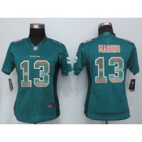Nike Miami Dolphins #13 Dan Marino Aqua Green Team Color Women's Stitched NFL Elite Strobe Jersey