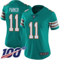 Nike Miami Dolphins #11 DeVante Parker Aqua Green Alternate Women's Stitched NFL 100th Season Vapor Limited Jersey