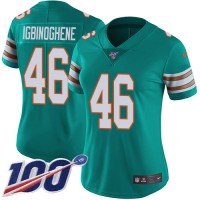 Nike Miami Dolphins #46 Noah Igbinoghene Aqua Green Alternate Women's Stitched NFL 100th Season Vapor Untouchable Limited Jersey