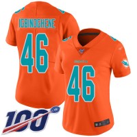 Nike Miami Dolphins #46 Noah Igbinoghene Orange Women's Stitched NFL Limited Inverted Legend 100th Season Jersey