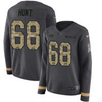 Nike Miami Dolphins #68 Robert Hunt Anthracite Salute to Service Women's Stitched NFL Limited Therma Long Sleeve Jersey
