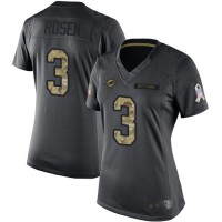 Nike Miami Dolphins #3 Josh Rosen Black Women's Stitched NFL Limited 2016 Salute to Service Jersey