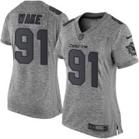 Nike Miami Dolphins #91 Cameron Wake Gray Women's Stitched NFL Limited Gridiron Gray Jersey