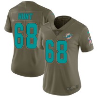 Nike Miami Dolphins #68 Robert Hunt Olive Women's Stitched NFL Limited 2017 Salute To Service Jersey