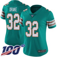 Nike Miami Dolphins #32 Kenyan Drake Aqua Green Alternate Women's Stitched NFL 100th Season Vapor Limited Jersey