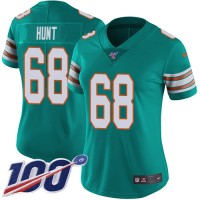 Nike Miami Dolphins #68 Robert Hunt Aqua Green Alternate Women's Stitched NFL 100th Season Vapor Untouchable Limited Jersey