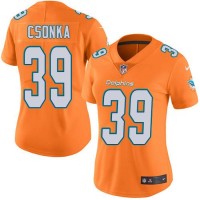 Nike Miami Dolphins #39 Larry Csonka Orange Women's Stitched NFL Limited Rush Jersey