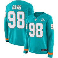 Nike Miami Dolphins #98 Raekwon Davis Aqua Green Team Color Women's Stitched NFL Limited Therma Long Sleeve Jersey