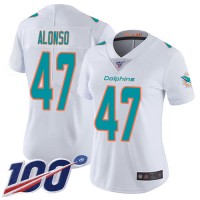 Nike Miami Dolphins #47 Kiko Alonso White Women's Stitched NFL 100th Season Vapor Limited Jersey