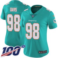 Nike Miami Dolphins #98 Raekwon Davis Aqua Green Team Color Women's Stitched NFL 100th Season Vapor Untouchable Limited Jersey