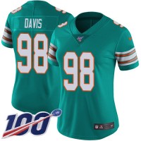 Nike Miami Dolphins #98 Raekwon Davis Aqua Green Alternate Women's Stitched NFL 100th Season Vapor Untouchable Limited Jersey