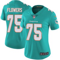 Nike Miami Dolphins #75 Ereck Flowers Aqua Green Team Color Women's Stitched NFL Vapor Untouchable Limited Jersey