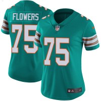 Nike Miami Dolphins #75 Ereck Flowers Aqua Green Alternate Women's Stitched NFL Vapor Untouchable Limited Jersey
