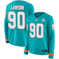 Nike Miami Dolphins #90 Shaq Lawson Aqua Green Team Color Women's Stitched NFL Limited Therma Long Sleeve Jersey