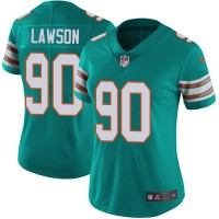 Nike Miami Dolphins #90 Shaq Lawson Aqua Green Alternate Women's Stitched NFL Vapor Untouchable Limited Jersey