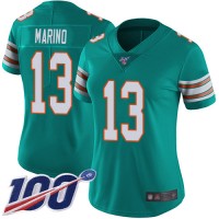 Nike Miami Dolphins #13 Dan Marino Aqua Green Alternate Women's Stitched NFL 100th Season Vapor Limited Jersey