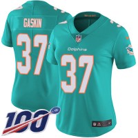 Nike Miami Dolphins #37 Myles Gaskin Aqua Green Team Color Women's Stitched NFL 100th Season Vapor Untouchable Limited Jersey