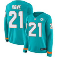 Nike Miami Dolphins #21 Eric Rowe Aqua Green Team Color Women's Stitched NFL Limited Therma Long Sleeve Jersey