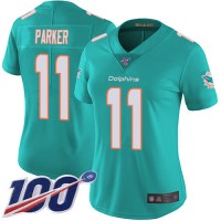 Nike Miami Dolphins #11 DeVante Parker Aqua Green Team Color Women's Stitched NFL 100th Season Vapor Limited Jersey