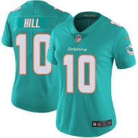 Nike Miami Dolphins #10 Tyreek Hill Aqua Green Team Color Women's Stitched NFL 100th Season Vapor Untouchable Limited Jersey