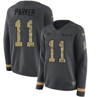 Nike Miami Dolphins #11 DeVante Parker Anthracite Salute to Service Women's Stitched NFL Limited Therma Long Sleeve Jersey