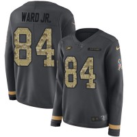 Nike Philadelphia Eagles #84 Greg Ward Jr. Anthracite Salute to Service Women's Stitched NFL Limited Therma Long Sleeve Jersey