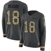 Nike Philadelphia Eagles #18 Jalen Reagor Anthracite Salute to Service Women's Stitched NFL Limited Therma Long Sleeve Jersey