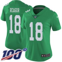 Nike Philadelphia Eagles #18 Jalen Reagor Green Women's Stitched NFL Limited Rush 100th Season Jersey