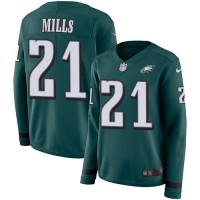 Nike Philadelphia Eagles #21 Jalen Mills Green Team Color Women's Stitched NFL Limited Therma Long Sleeve Jersey