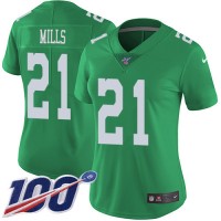 Nike Philadelphia Eagles #21 Jalen Mills Green Women's Stitched NFL Limited Rush 100th Season Jersey