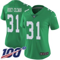 Nike Philadelphia Eagles #31 Nickell Robey-Coleman Green Women's Stitched NFL Limited Rush 100th Season Jersey