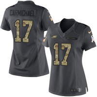Nike Philadelphia Eagles #17 Harold Carmichael Black Women's Stitched NFL Limited 2016 Salute to Service Jersey