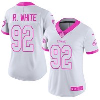 Nike Philadelphia Eagles #92 Reggie White White/Pink Women's Stitched NFL Limited Rush Fashion Jersey