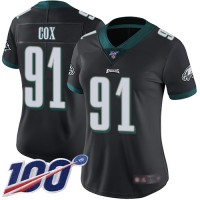 Nike Philadelphia Eagles #91 Fletcher Cox Black Alternate Women's Stitched NFL 100th Season Vapor Limited Jersey