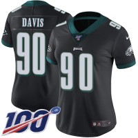 Nike Philadelphia Eagles #90 Jordan Davis Black Alternate Women's Stitched NFL 100th Season Vapor Untouchable Limited Jersey