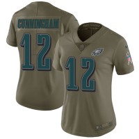 Nike Philadelphia Eagles #12 Randall Cunningham Olive Women's Stitched NFL Limited 2017 Salute to Service Jersey