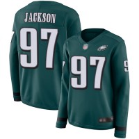 Nike Philadelphia Eagles #97 Malik Jackson Midnight Green Team Color Women's Stitched NFL Limited Therma Long Sleeve Jersey