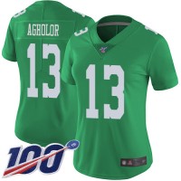 Nike Philadelphia Eagles #13 Nelson Agholor Green Women's Stitched NFL Limited Rush 100th Season Jersey