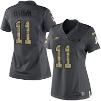 Nike Philadelphia Eagles #11 A.J. Brown Black Women's Stitched NFL Limited 2016 Salute to Service Jersey