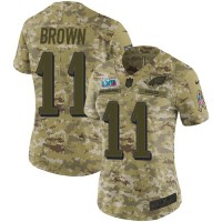 Nike Philadelphia Eagles #11 A.J. Brown Camo Super Bowl LVII Patch Women's Stitched NFL Limited 2018 Salute To Service Jersey