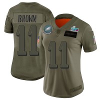 Nike Philadelphia Eagles #11 A.J. Brown Camo Super Bowl LVII Patch Women's Stitched NFL Limited 2019 Salute To Service Jersey