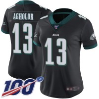 Nike Philadelphia Eagles #13 Nelson Agholor Black Alternate Women's Stitched NFL 100th Season Vapor Limited Jersey