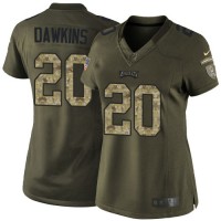 Nike Philadelphia Eagles #20 Brian Dawkins Green Women's Stitched NFL Limited 2015 Salute to Service Jersey
