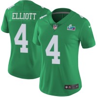 Nike Philadelphia Eagles #4 Jake Elliott Green Super Bowl LVII Patch Women's Stitched NFL Limited Rush Jersey