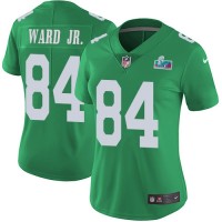 Nike Philadelphia Eagles #84 Greg Ward Jr. Green Super Bowl LVII Patch Women's Stitched NFL Limited Rush Jersey