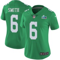 Nike Philadelphia Eagles #6 DeVonta Smith Green Super Bowl LVII Patch Women's Stitched NFL Limited Rush Jersey